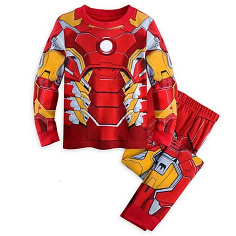 Disney Boys Superhero Cosplay Pajama Set Avengers Spiderman Iron Man Nightwear Pyjamas Long Sleeve Top Pants Homewear Christmas OutfitsXJ250910