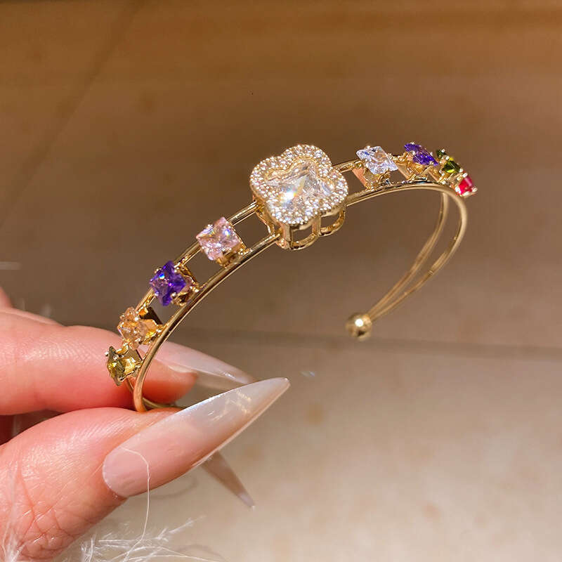 Gold Tone Full Diamond Luxury Jewelry Classic Super Flash Adjustable Butterfly Snake Star Clover Bracelet Moissanite Designer Bracelet Single Row Tenn