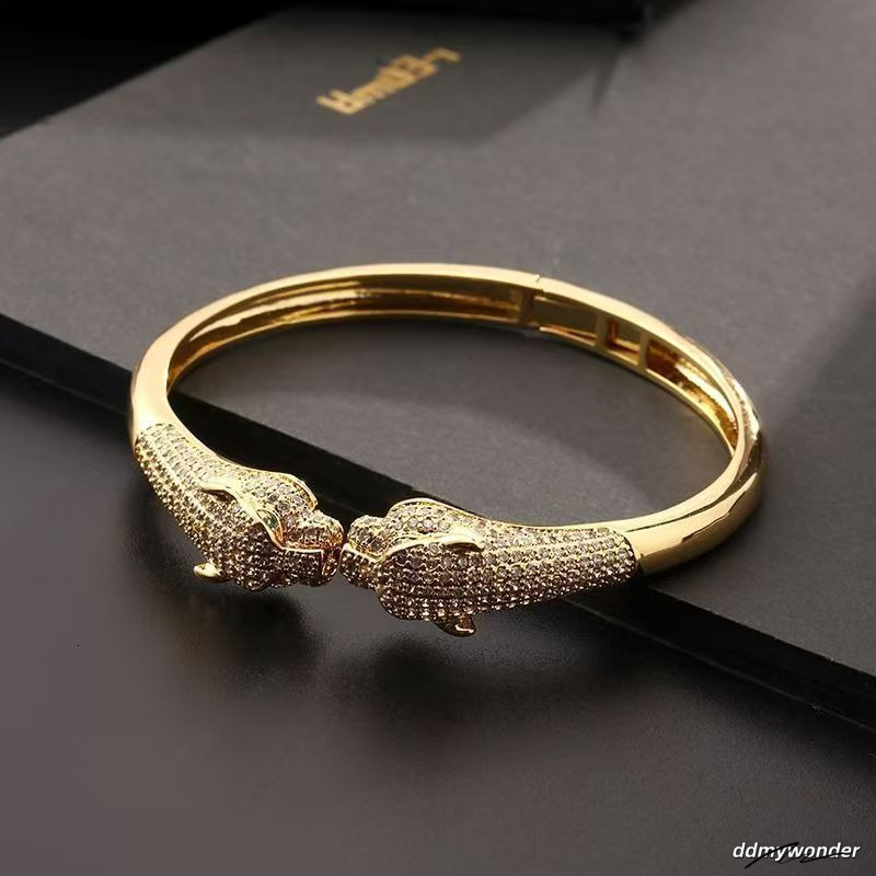 Fashion Animal Leopard Bracelet Creative Hip Hop Personalized Micro Inlaid Zircon Open Women's Bracelet250711