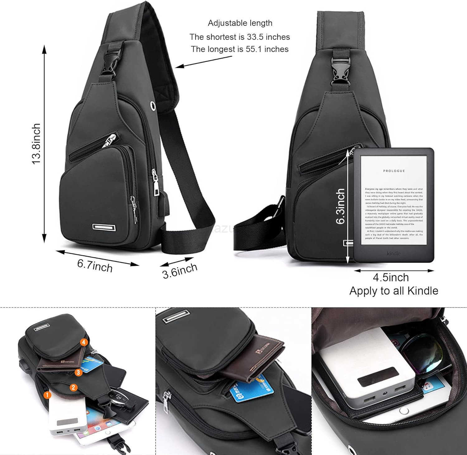 Waterproof Sling Bag Crossbody Backpack for Men Women Sling Backpack Hiking Daypack Multipurpose Cross Body Chest Bag Z250910