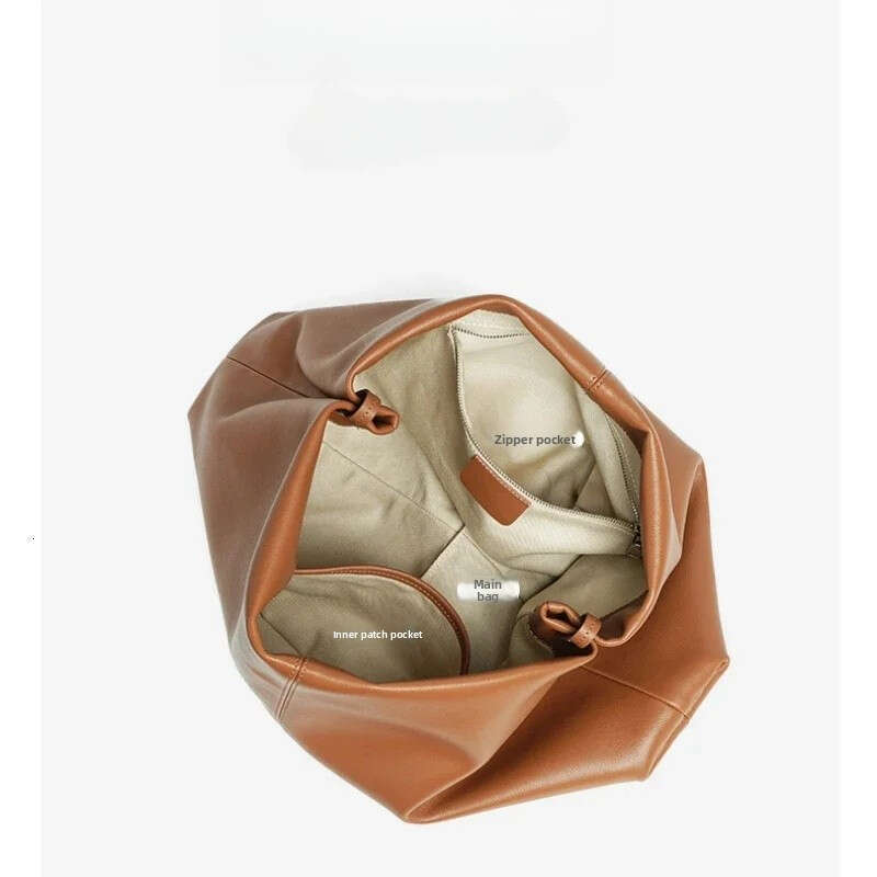 Business Huge Travel Tote Coffee Brown Color Slouchy Style Soft Cowhide Leather Women Shoulder Bag Work Handbag