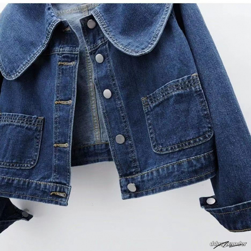 2025 Early Autumn New Women's Vintage High-End Doll-Collar Short Denim Jacket Stylish Youthful Top