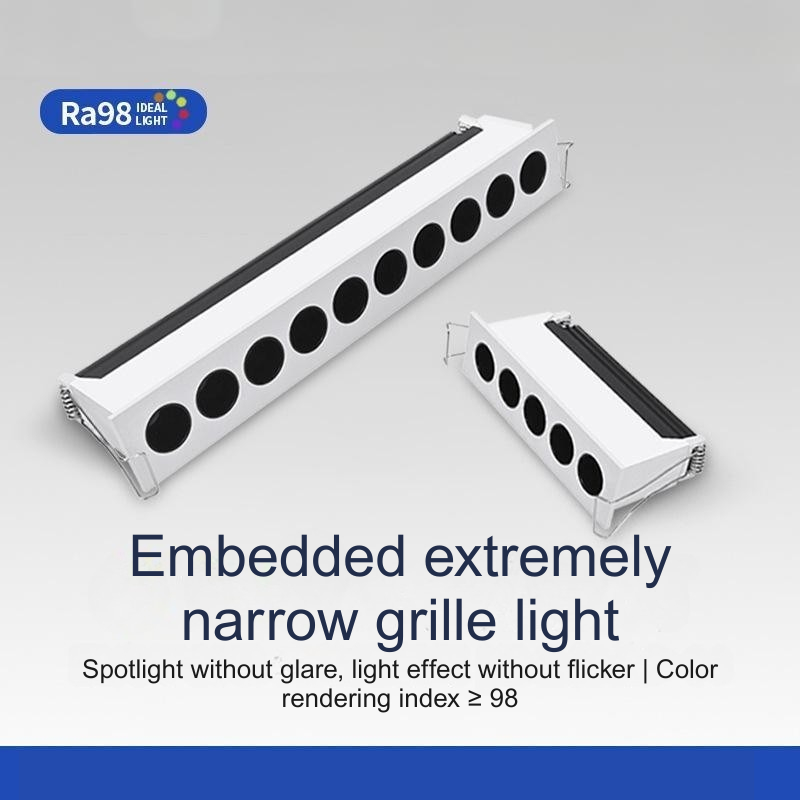 Narrow-Edge Recessed LED Linear Grille Light - Minimalist Spotlight for Dining Table Living Room Coffee Table No Main Light Strip Lighting - WLY107