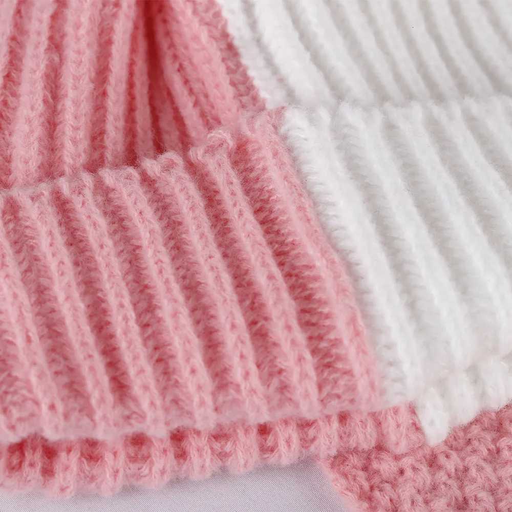 2023 Splicing colors Rabbit Ears Knitted Hat Niche Design Personality Fashion Hat Men Women Cute Warm Autumn and Winter Tide HatXJ250910