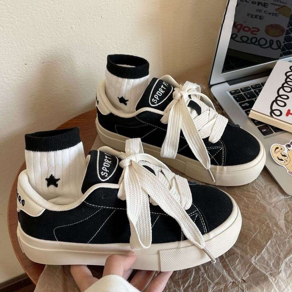 Canvas for Women 2025 Spring and Autumn New Style Shoes Ins Trend Versatile Niche Student Thick-Soled Casual Sneakers
