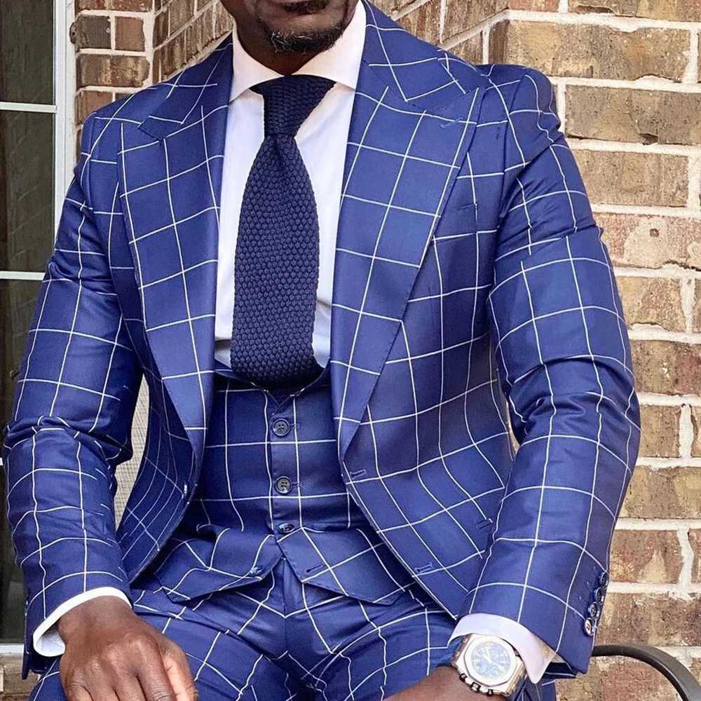High Quality Mens Suits Fashion Single Breasted Peak Lapel Slim Fit Male Clothing Customzied 3 Piece Jacket Pants Vest Sets W250910