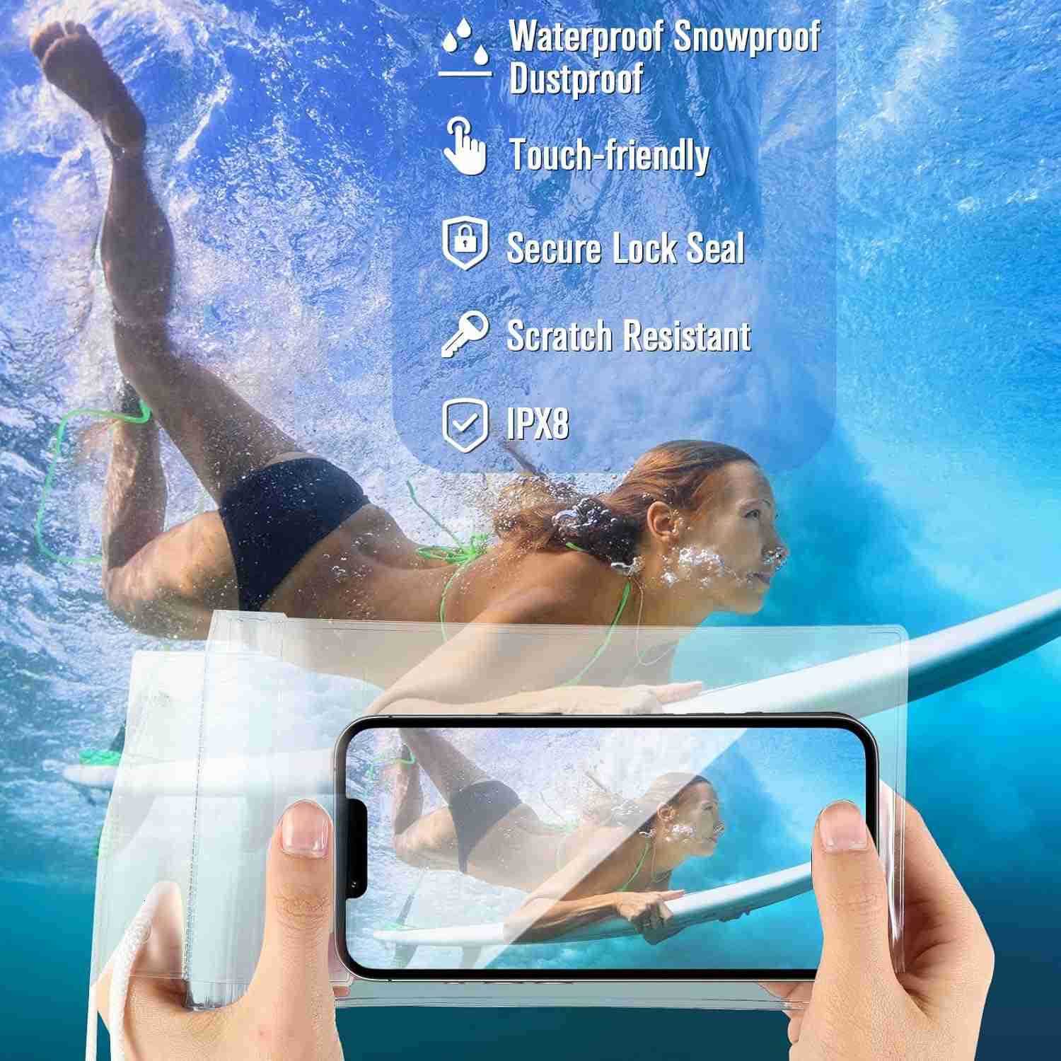 50 Pack Clear Waterproof Phone Pouch Universal Waterproof Phone Case Waterproof Pouch Dry Bag with Lanyard for Water Games ProtectWhite Z250910