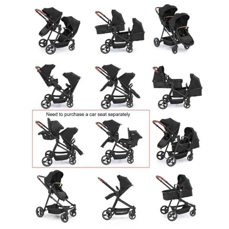 Foldable Twins Baby Carriage Stroller Twin Can Sit and Lie Double Stroller Shock Absorber Second high view Child Stroller W250910