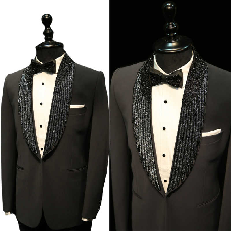 Formal Wedding Tuxedos 1 Piece Set Shawl Lapel Beaded Men Suit Classic Fit Single Breasted Evening Prom Groom Blazers Customized