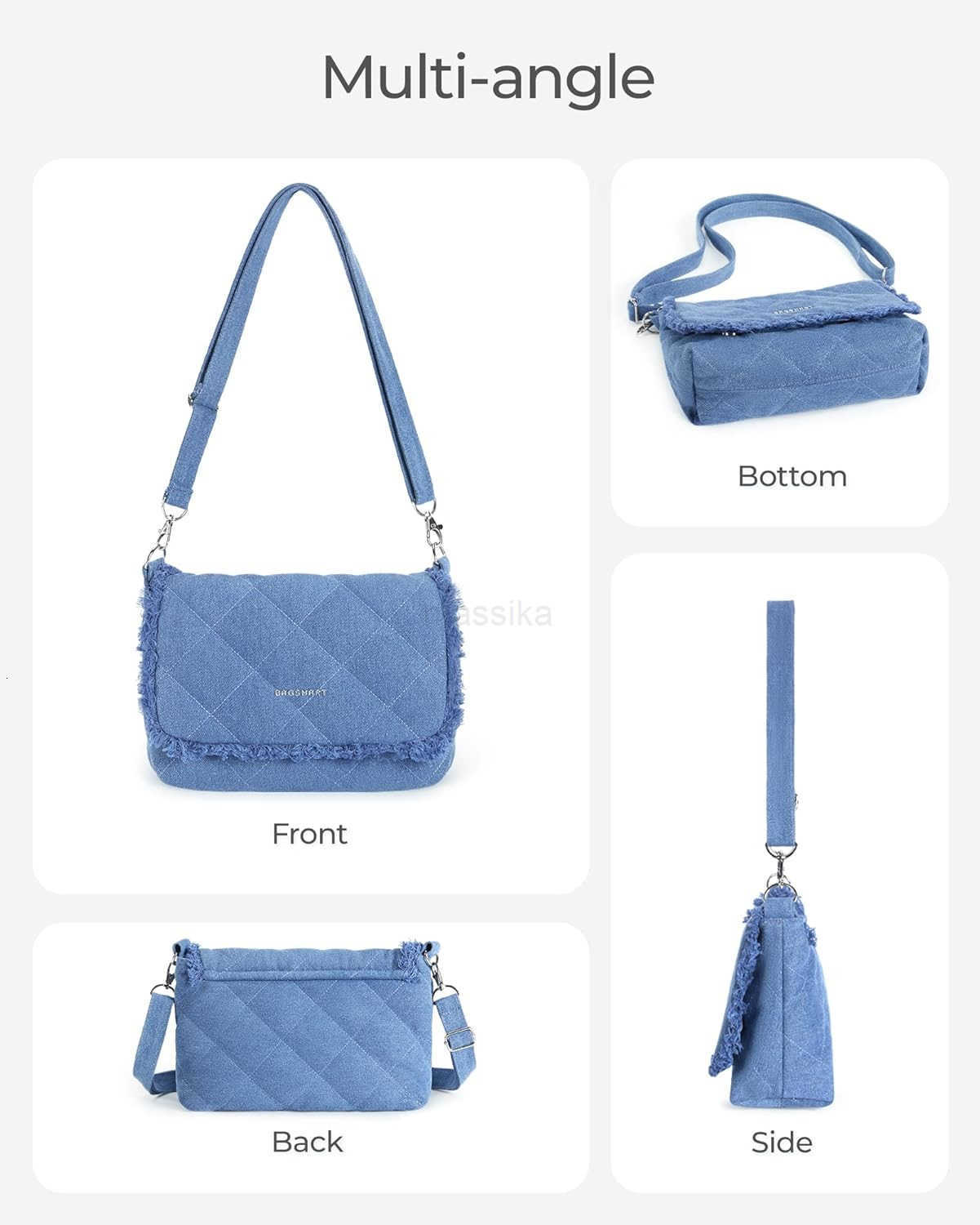 Denim Purse Crossbody Bag for Women Jean Canvas Shoulder Bag Purse Handbag Retro Blue Tote Bag with Adjustable Strap M250910