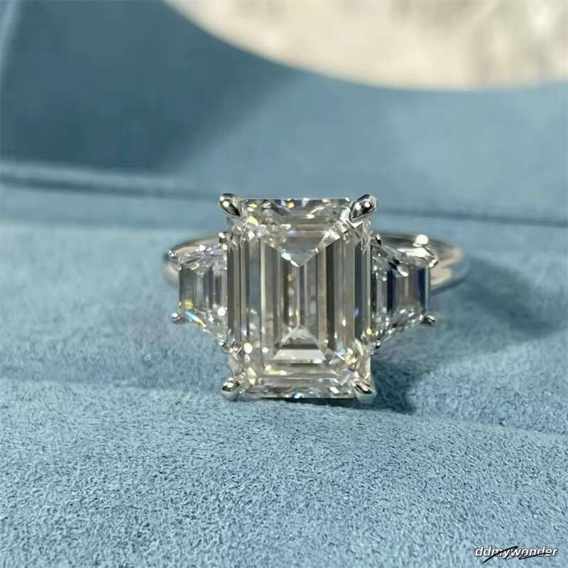 10K 14K White Gold IGI Certificated Lab Grown Dia 5Ct Vintage Engagement Emerald Cut Ring ddmywonder