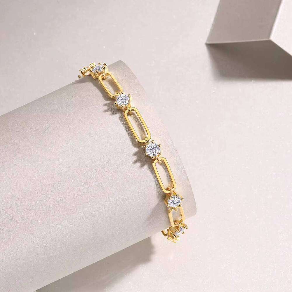 Elegant Moissanite Tennis Bracelet Gold-Plated Stunning Sparkle for Women Fashion Jewelry,L15103-4.0