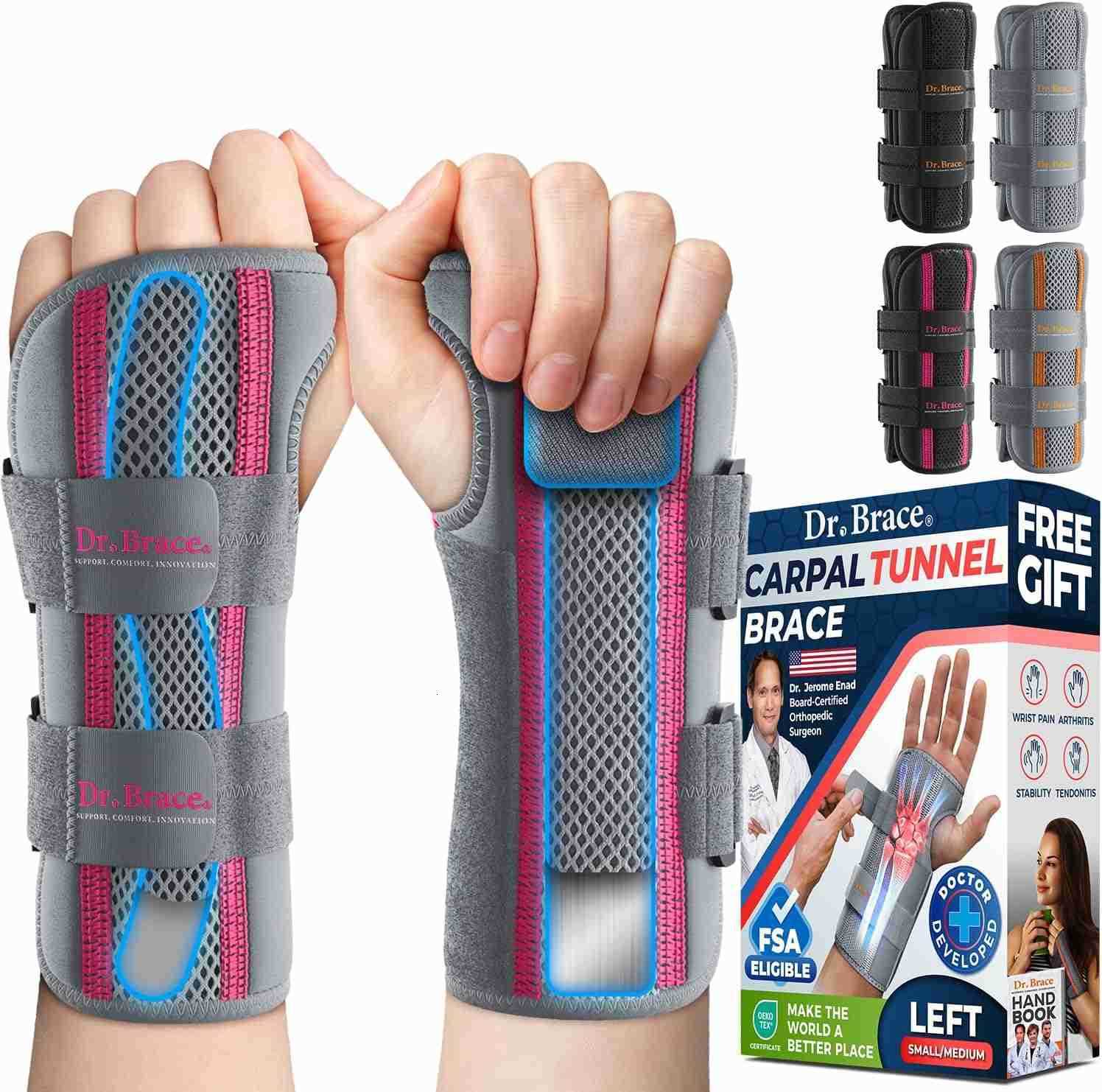 Adjustable Wrist Brace Night Support for Carpal Tunnel FSA HSA Eligible Doctor Developed Upgraded with Double Splint Therapeutic Cushion Hand Brace Fo