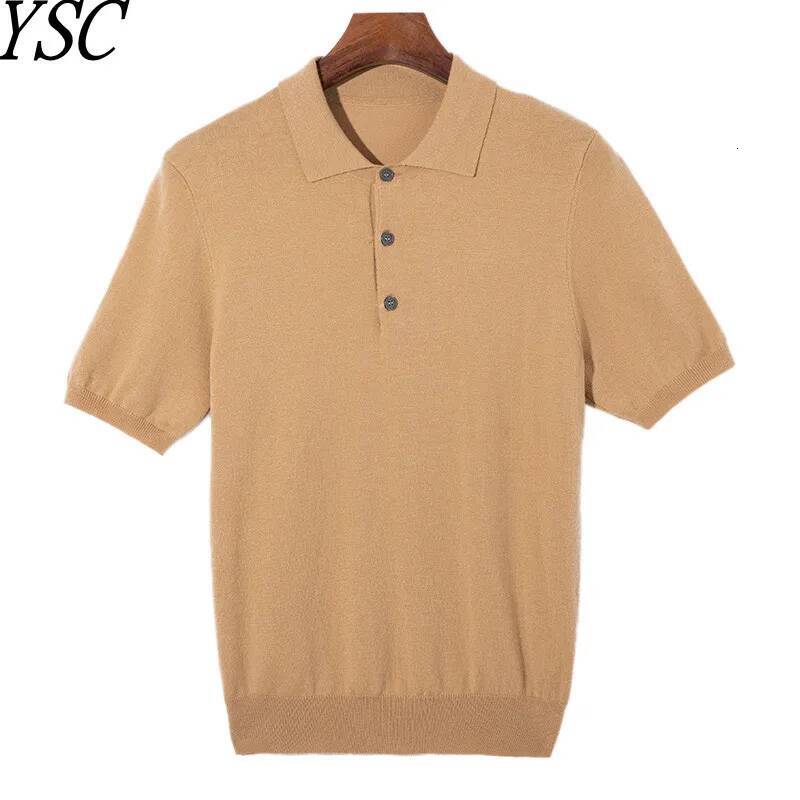 Summer Classic Men Knitwear Silk Wool Blend Sweater Pullover Polo Neck T-Shirt Short Sleeved Cool High-Quality Clothing Tops dongdumaoyi
