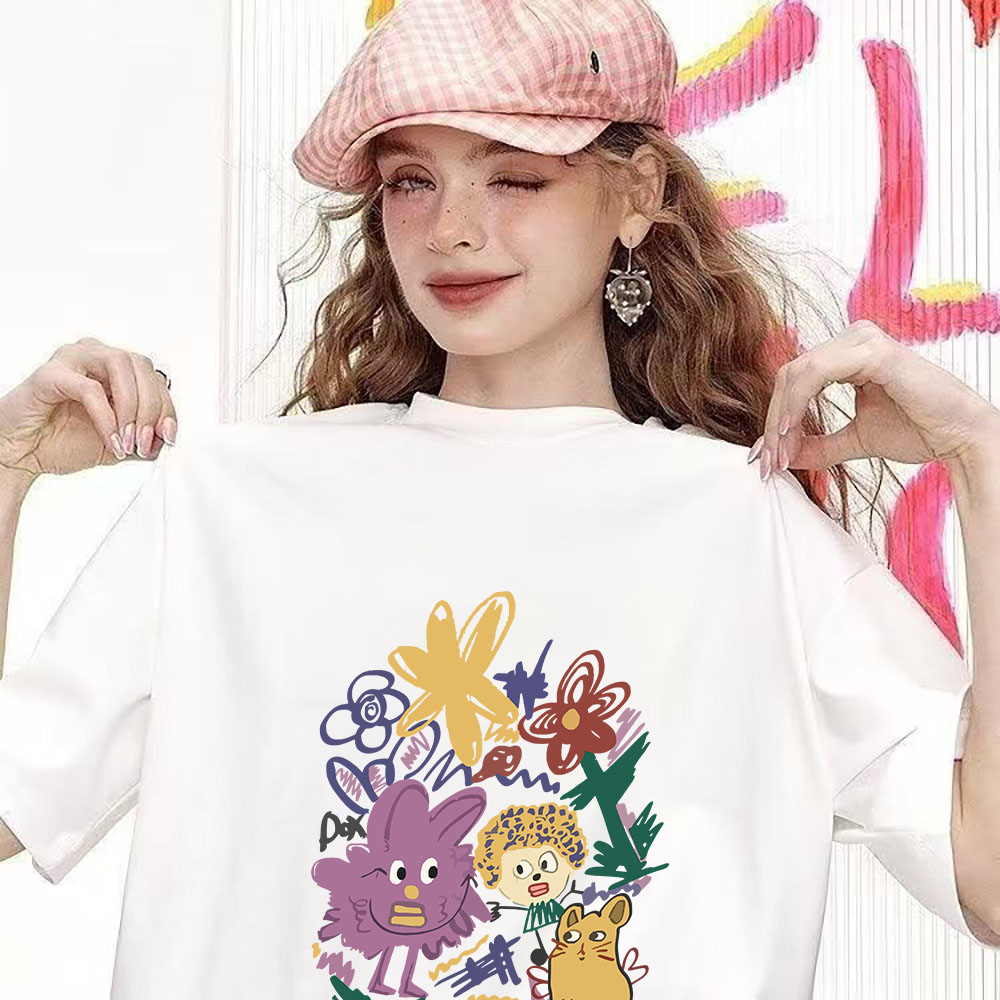 Fashion Versatile Printed Short-Sleeve Top - High-Quality Heavyweight Pure Cotton Tee (260g) 202509091007