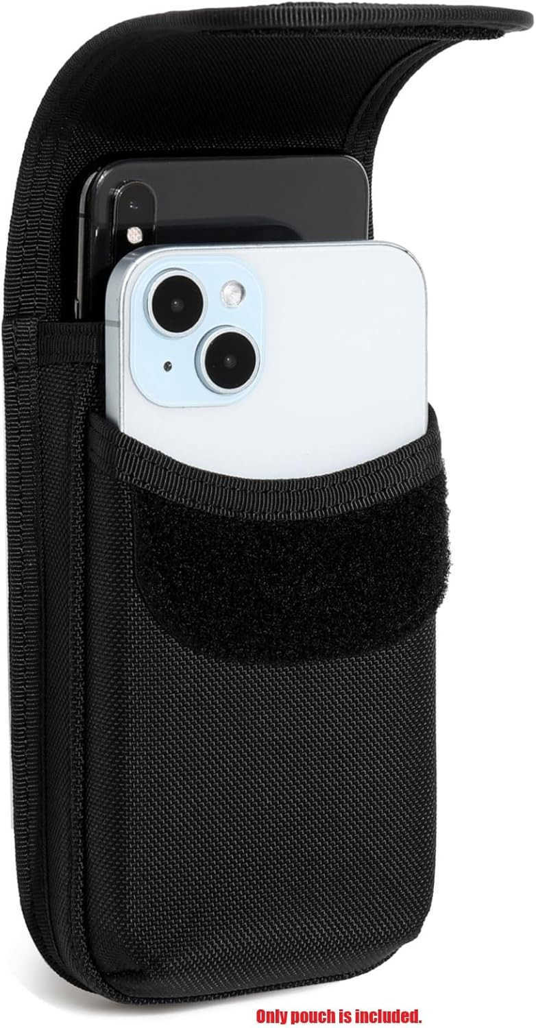 Tactical MOLLE Phone Pouch Case Dual Mobile Holder Holster fit Belt Vest Hevay Duty Nylon Carrier Bag for Police LE Security EMS EMT Construction Rang
