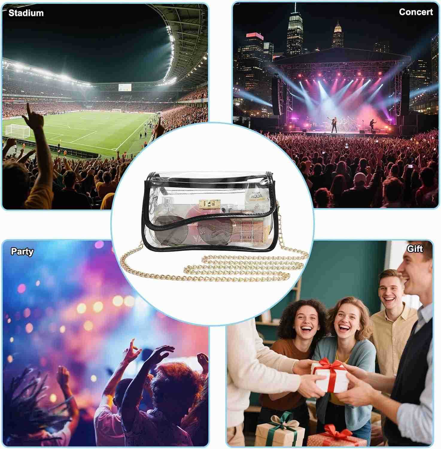 Clear Bag Stadium Event Concert Approved Transparent Clear Crossbody Purse Shoulder Bag for Women M250910