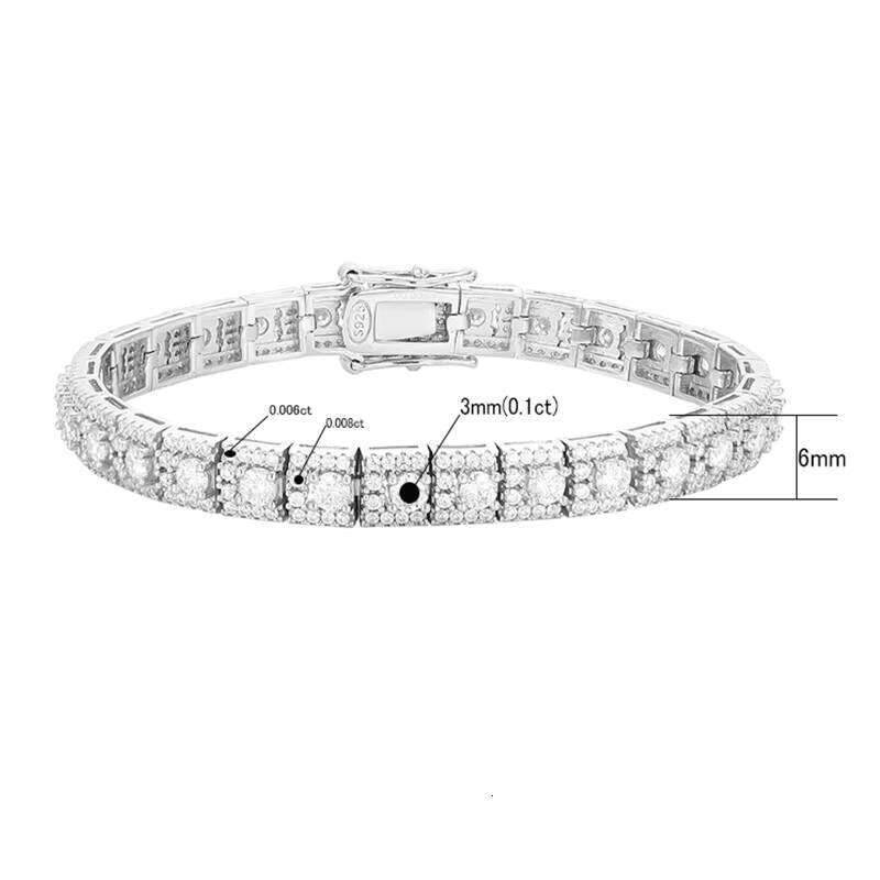High Quality Sterling Sier Fine Jewelry Full Hip Hop Style Moissanite Tennis Bracelet for Women Man