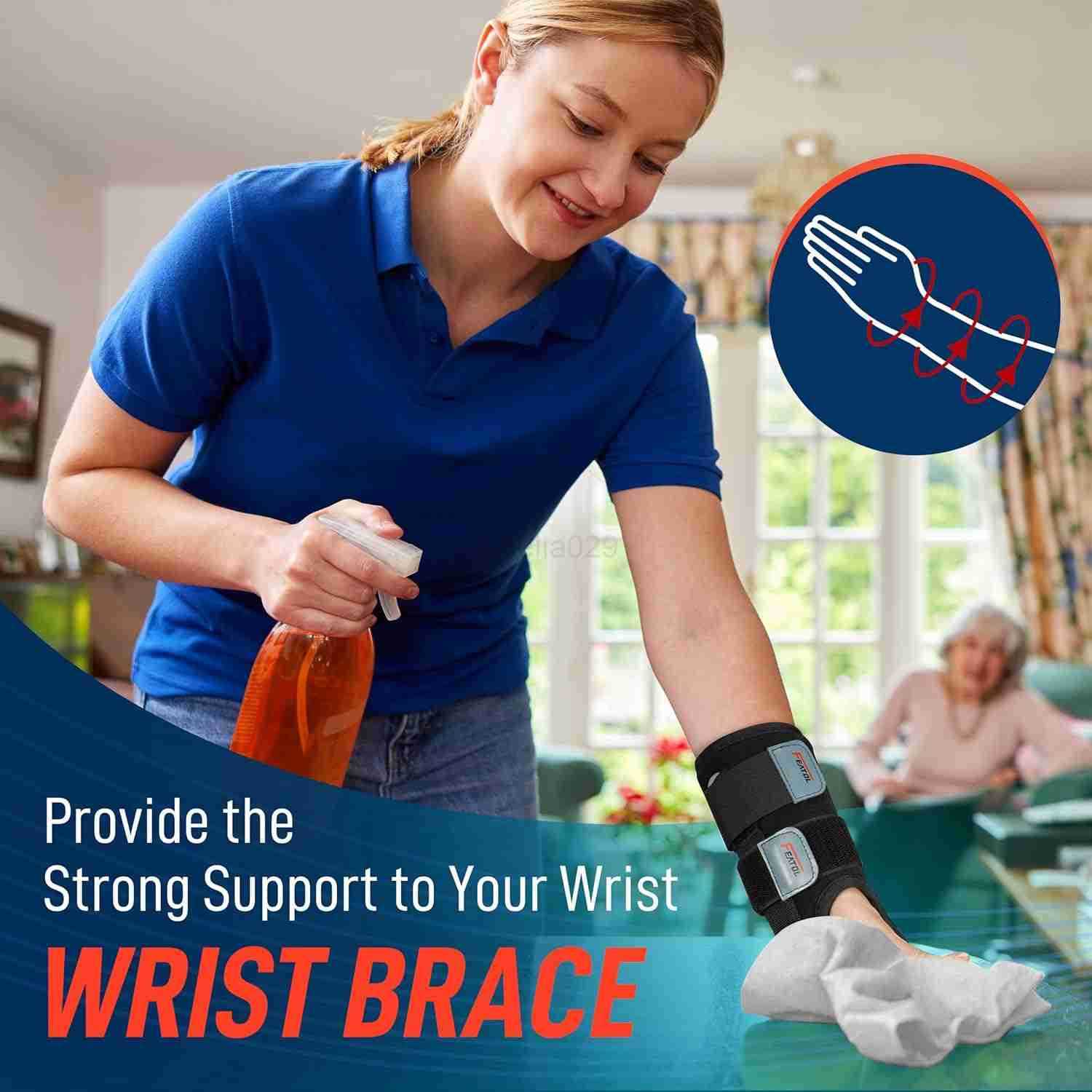 Wrist Brace Carpal Tunnel Night Support Brace with Wrist Splint Adjustable Straps HotIce Pack for Women and Men Left Hand SmallMedium Tendinitis Arthr