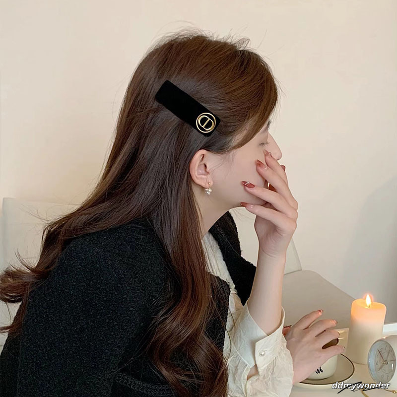 Elegant Socialite High-End Black Side Bang Veet Accessory For Women Autumn Winter Little Style Hair BB Clip 250710 ddmywonder ddmywonder ddmywonder dd