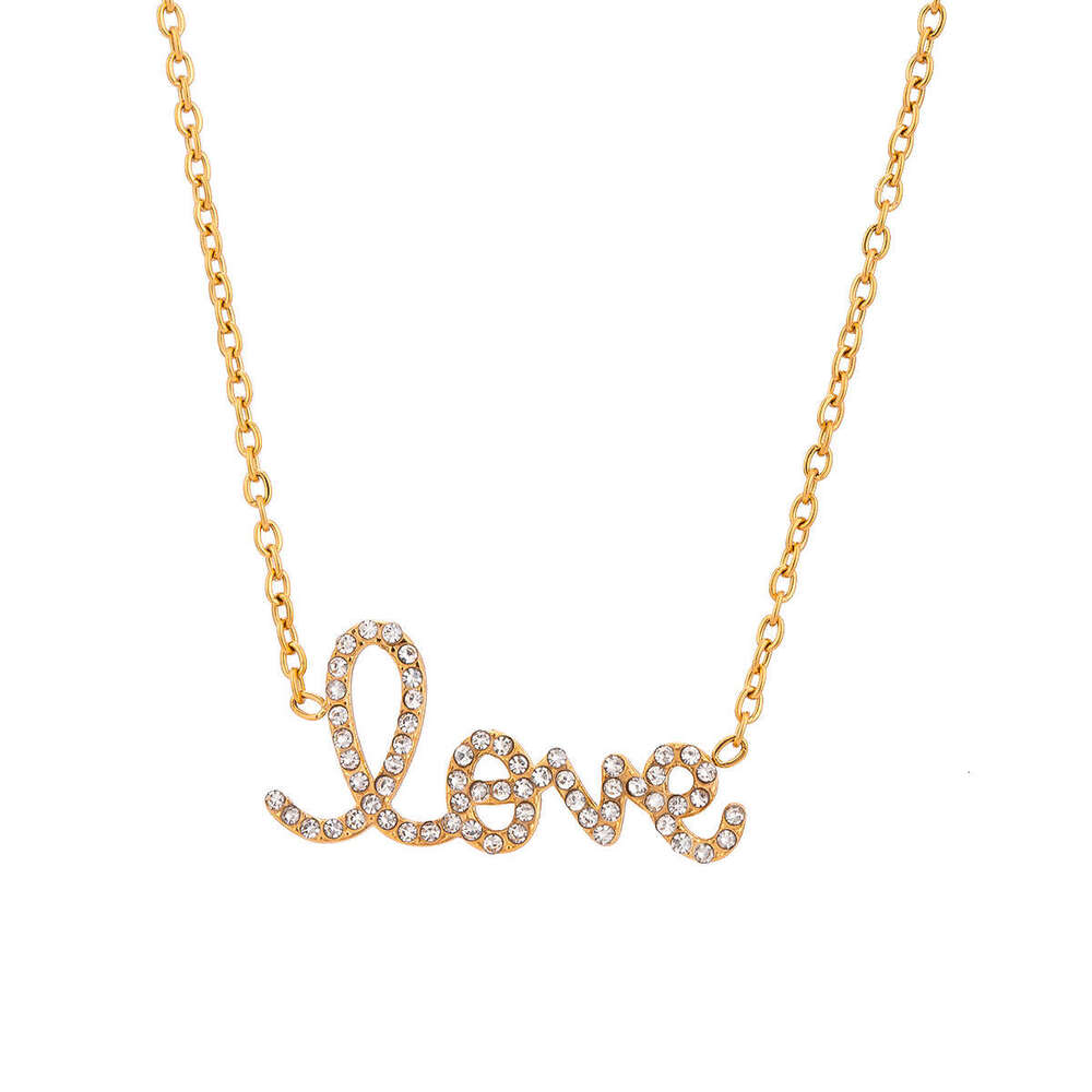 Necklace Luxury Designer Jewelry for women "love" Stainless Steel plated with gold Zircon inlay men Necklaces Festival and Holiday gifts