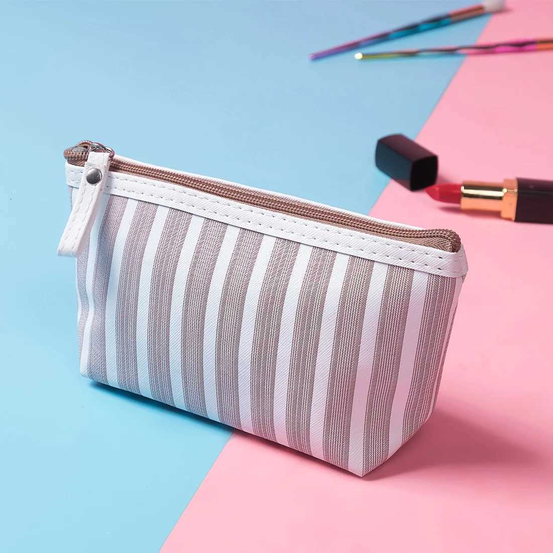 New Hot Make Up Pouch Travel Striped Printed Cosmetic Bag Toiletry Organizer Purse Travel Portable Storage Bag HandheldXJ250910