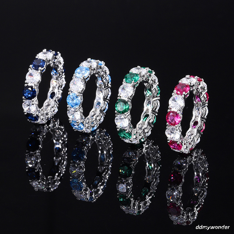 Designer Wedding Rings Zhuang Shengsheng Jewelry S Solid Sier Imitation Gemstone 5Mm Geometric Trendy Retro Band Ring For Women ddmywonder ddmywonder