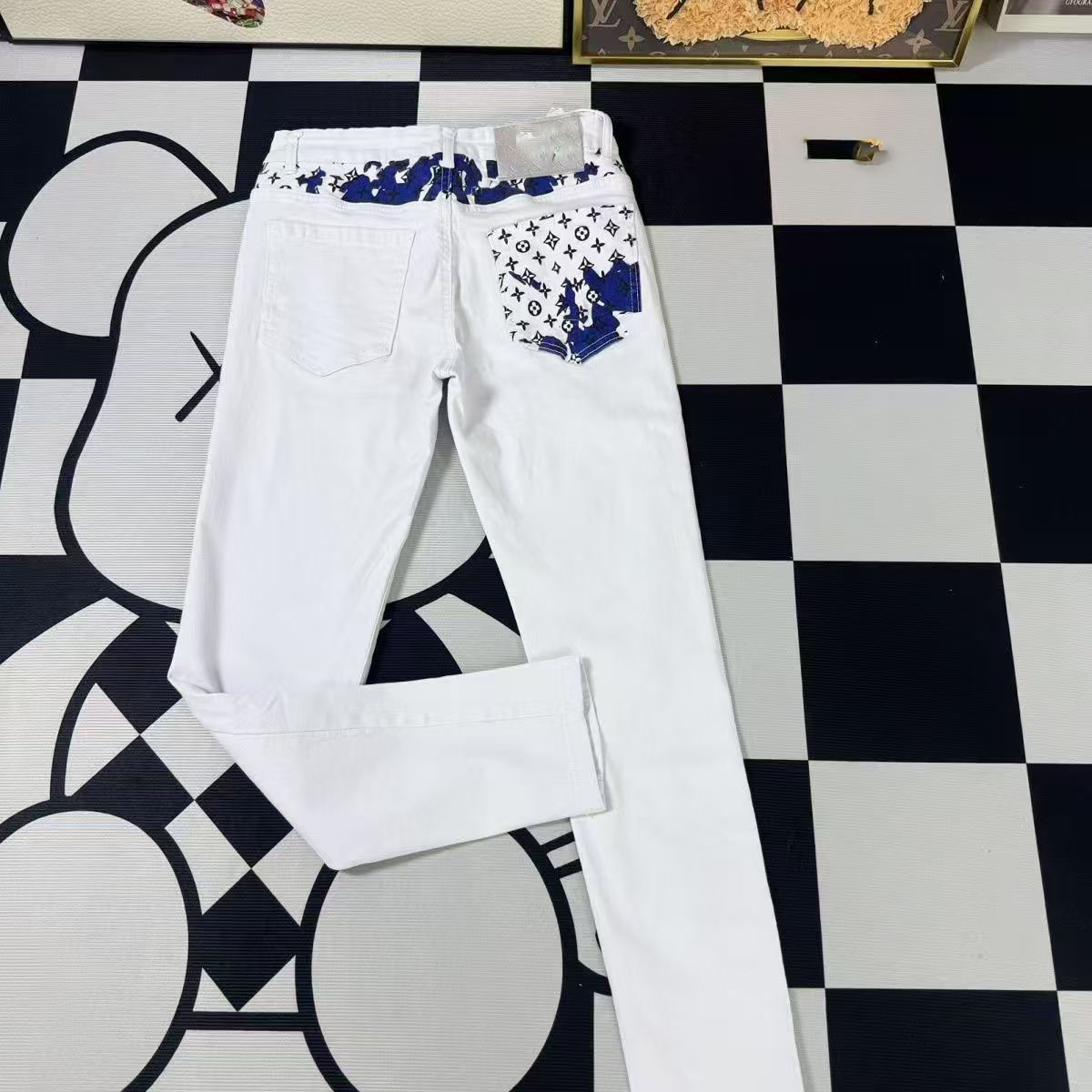 Designer Mens Jeans Bottoms Monogram Pants Trousers Casual Men Skinny Jean High Quality Washed Vintage Pencil Pants Denims Size S-3XL