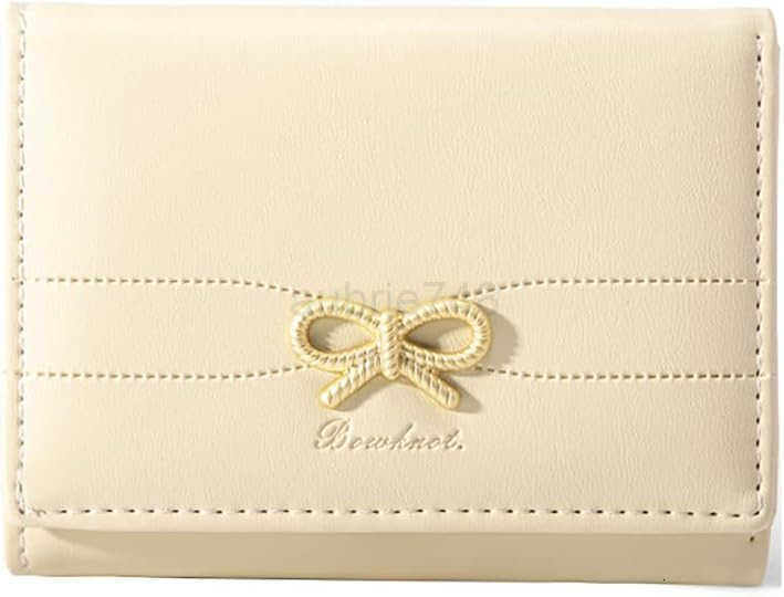 Cute Wallet Coquette Bow Small Wallet Trifolded Aesthetic Bifold RFID Blocking Card Holder Leather Mini Short Coin Purse with ID Window for Women Girl