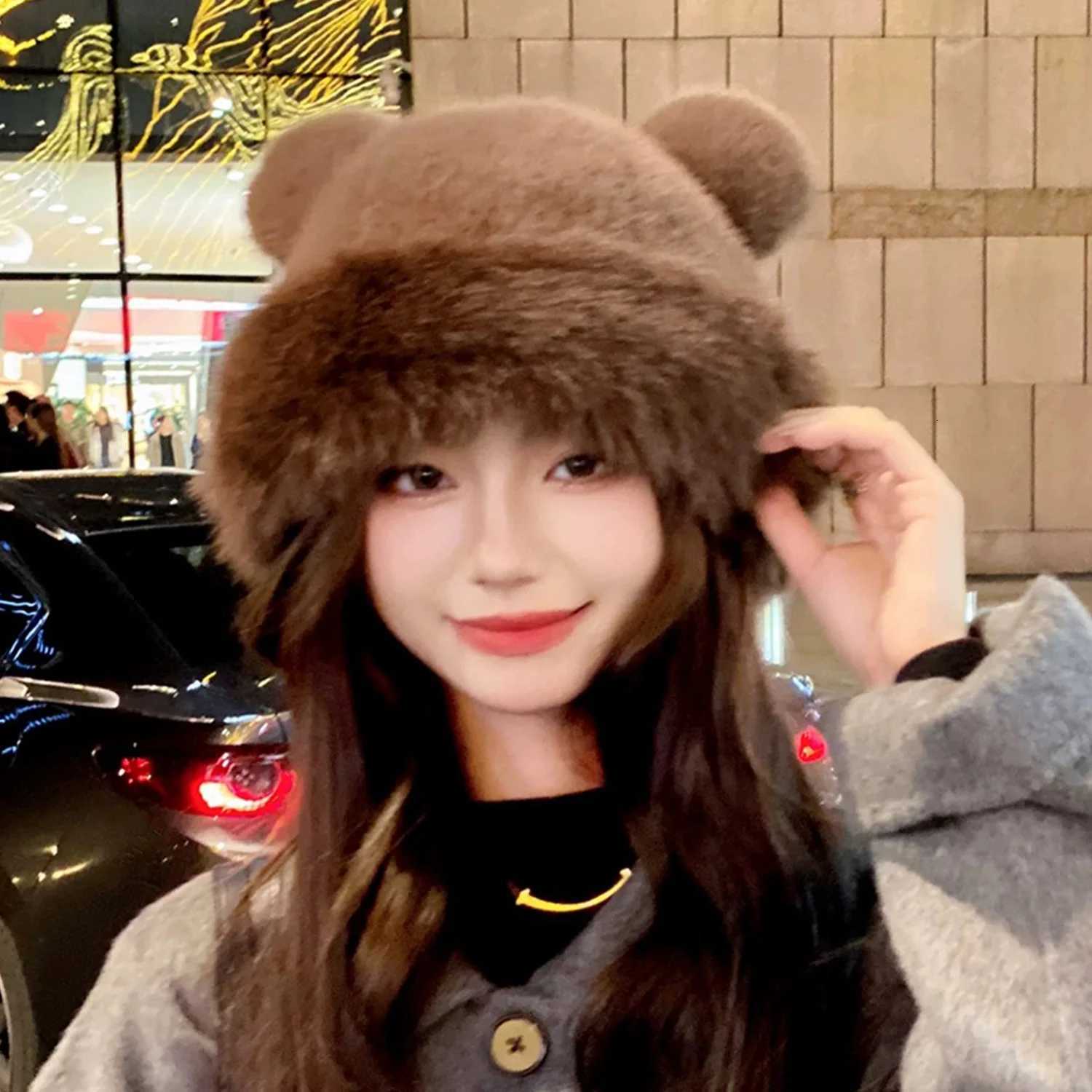 Warm Womens Fuzzy Ear Beanie Winter Hat Fluffy Fur Bucket Hat For Women Plush Fisherman Hat Thicken Cold Snowy Day Panama CXJ250910