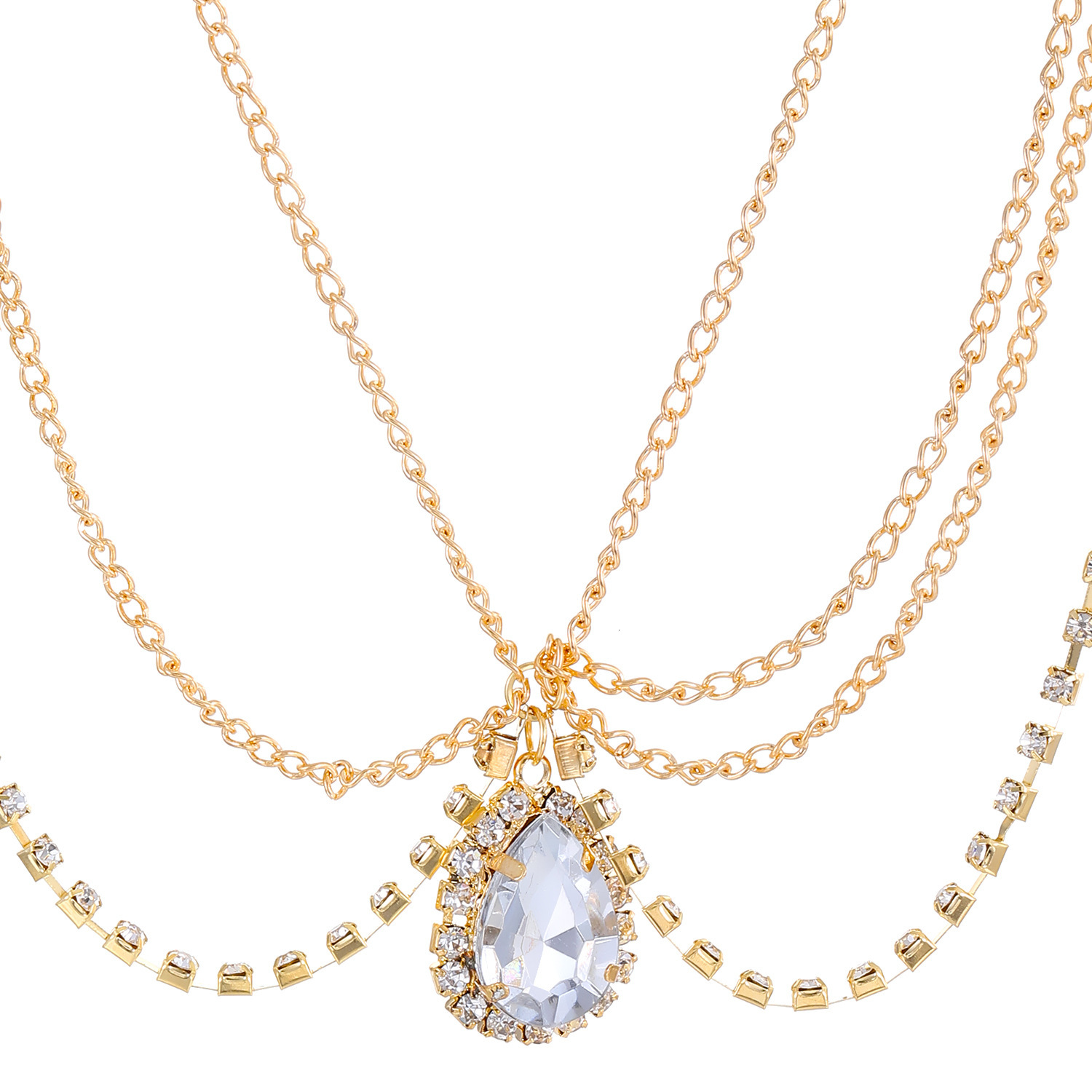 Hot Selling Water Drop Decoration Eyebrow Pendant Hair Accessory Creative Design Multi-Layer Tassel Bride Forehead Chain
