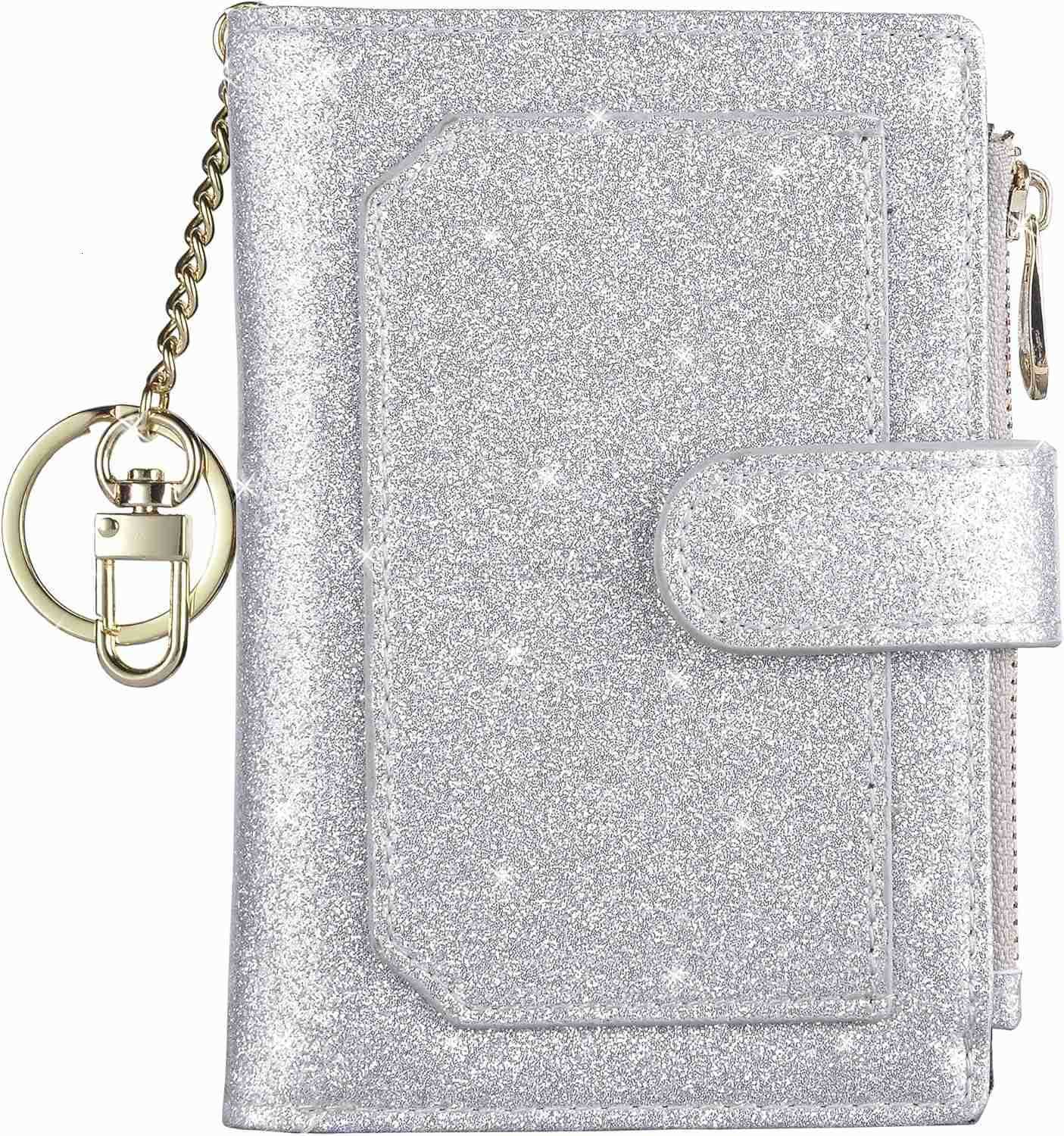 Womens Wallets RFID Small Compact Bifold Leather Card Holder Zip PocketZ250910