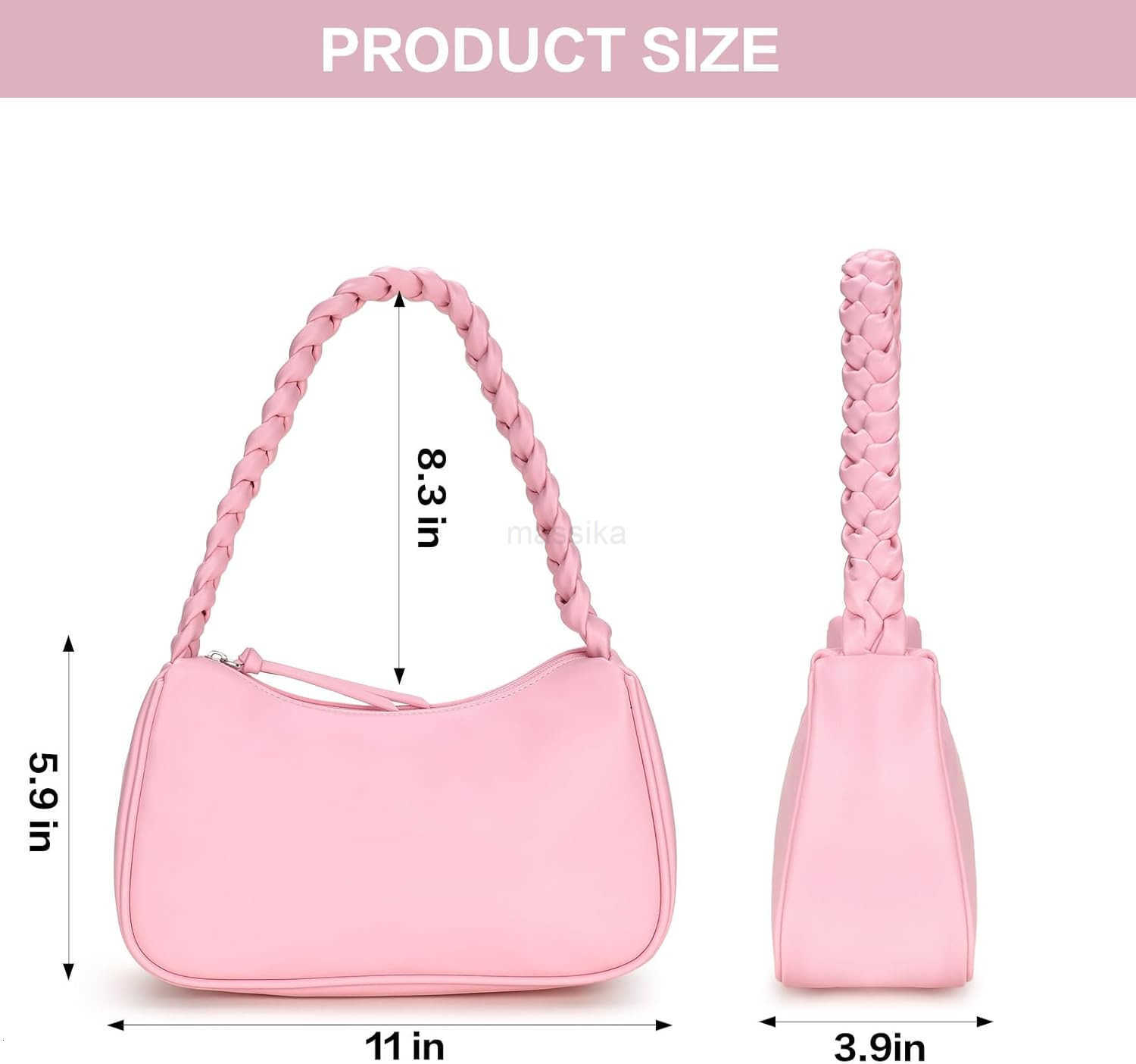 Leather Shoulder Bag for Women Cute Hobo Tote Handbag Mini Clutch Purse with Zipper Closure M250910