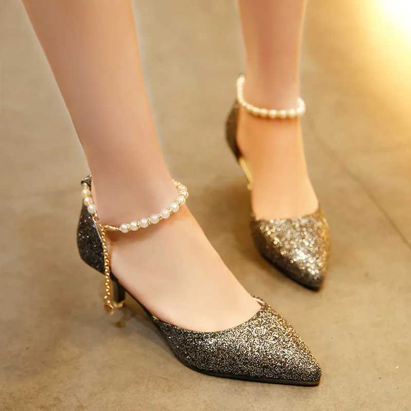 Shoes for Women Wedding Party Evening Pointed Toe High Heels Pearl Mules Elegant Pumps Sexy Dress Shoes 3440 zapatos de mujer W250910