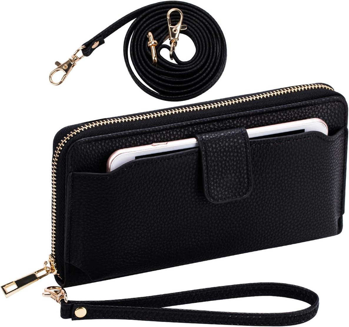 Womens Wristlet Wallet Crossbody Bag Cellphone Purse Handbag RFID Card Slots 2 Strap WristW250910