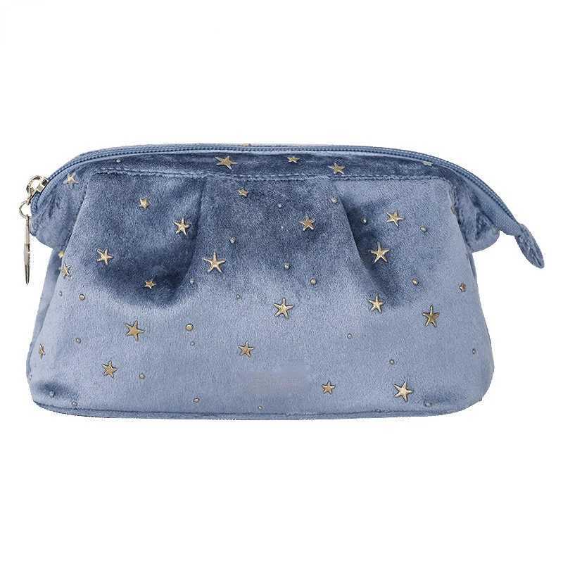 Women Luxury Velvet Cosmetic Bag Large Capacity Star Print Makeup Bag Portable Travel Wash Organizer Toiletries Storage CaseXJ250910