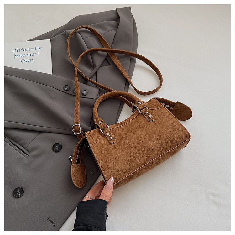 Free shipping designer Vintage Simple Fashion Suede Handbag Commuter Bag Small Square Bag Versatile High-end Feel Shoulder Bag Crossbody Bag
