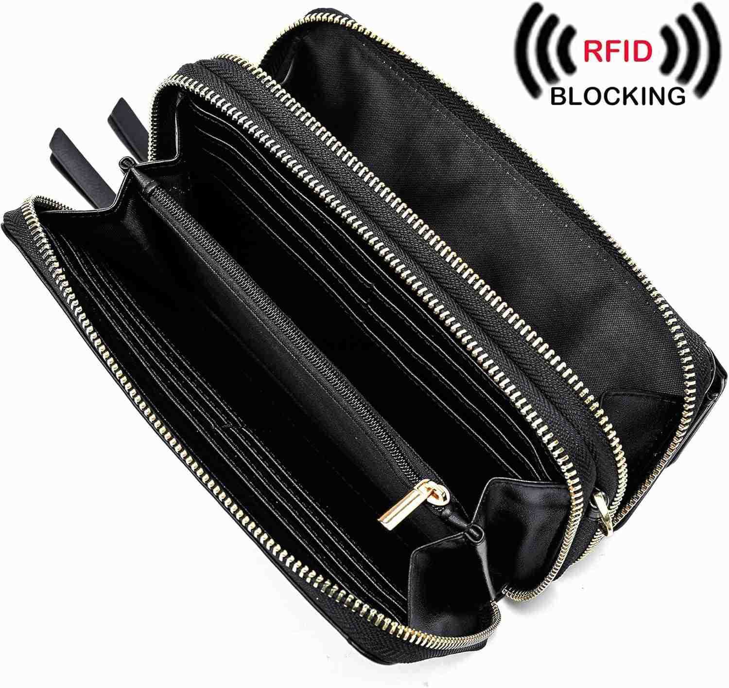 RFID Crossbody Wallet Wristlet Purse with Phone Pocket For Women Vegan LeatherZ250910