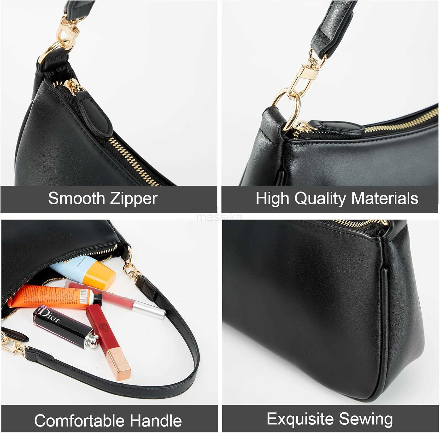 Shoulder Bag for Women with 2 Removable Straps and Zipper Closure Crossbody Bags Clutch Tote HandBags Purses M250909