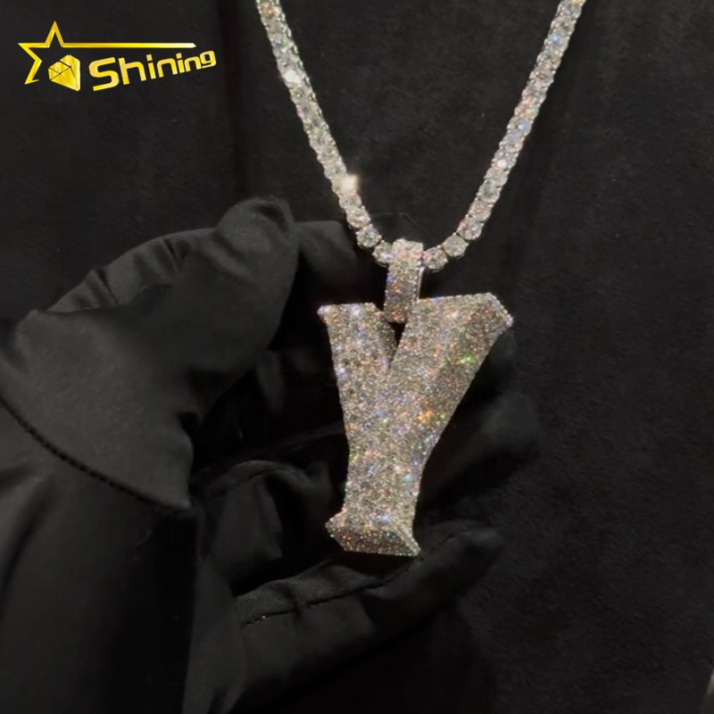 Custom New Charms Hip Hop Moissanite Pendant Gold Plated S925 VVS Pass Diamonds Test Moissanite Iced Out Letter Pendant