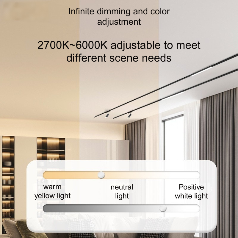 Intelligent Ultra-Thin Magnetic Track Light - Ceiling-Free Surface Mount for Living Room LED Spotlight No Main Light Needed Wide Floodlight Easy Insta