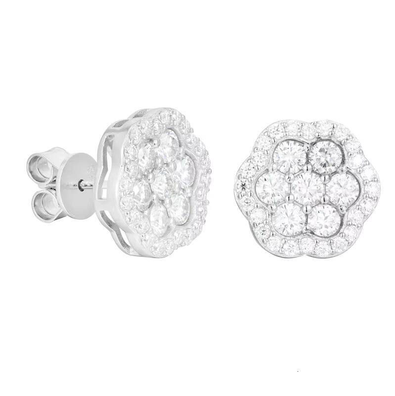 S925 Silver Moissanite Earrings HighGrade Hexagonal Flower Design FourSeason Fashion Jewelry for Men and Women