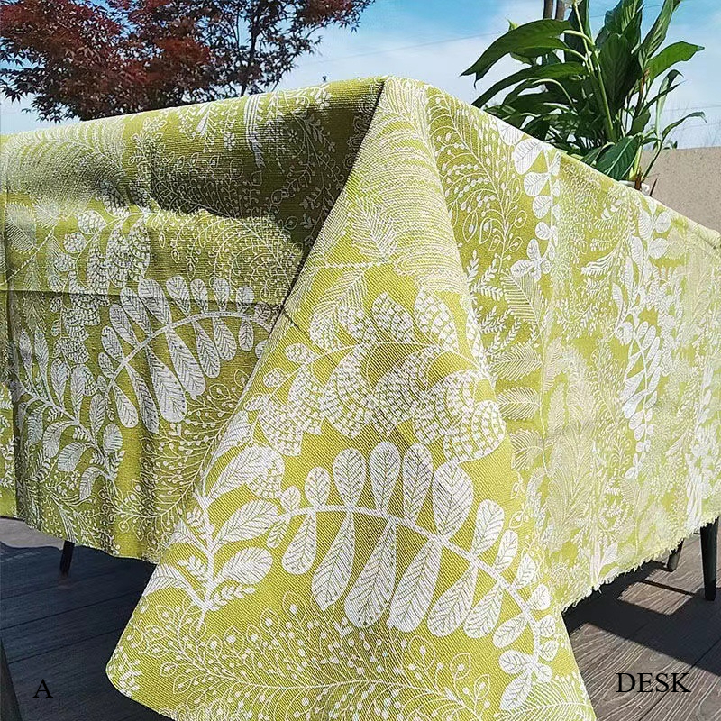 Mori Leaf Floral Fabric Coffee Table Balcony Dining Side Table Cover Towel TU2