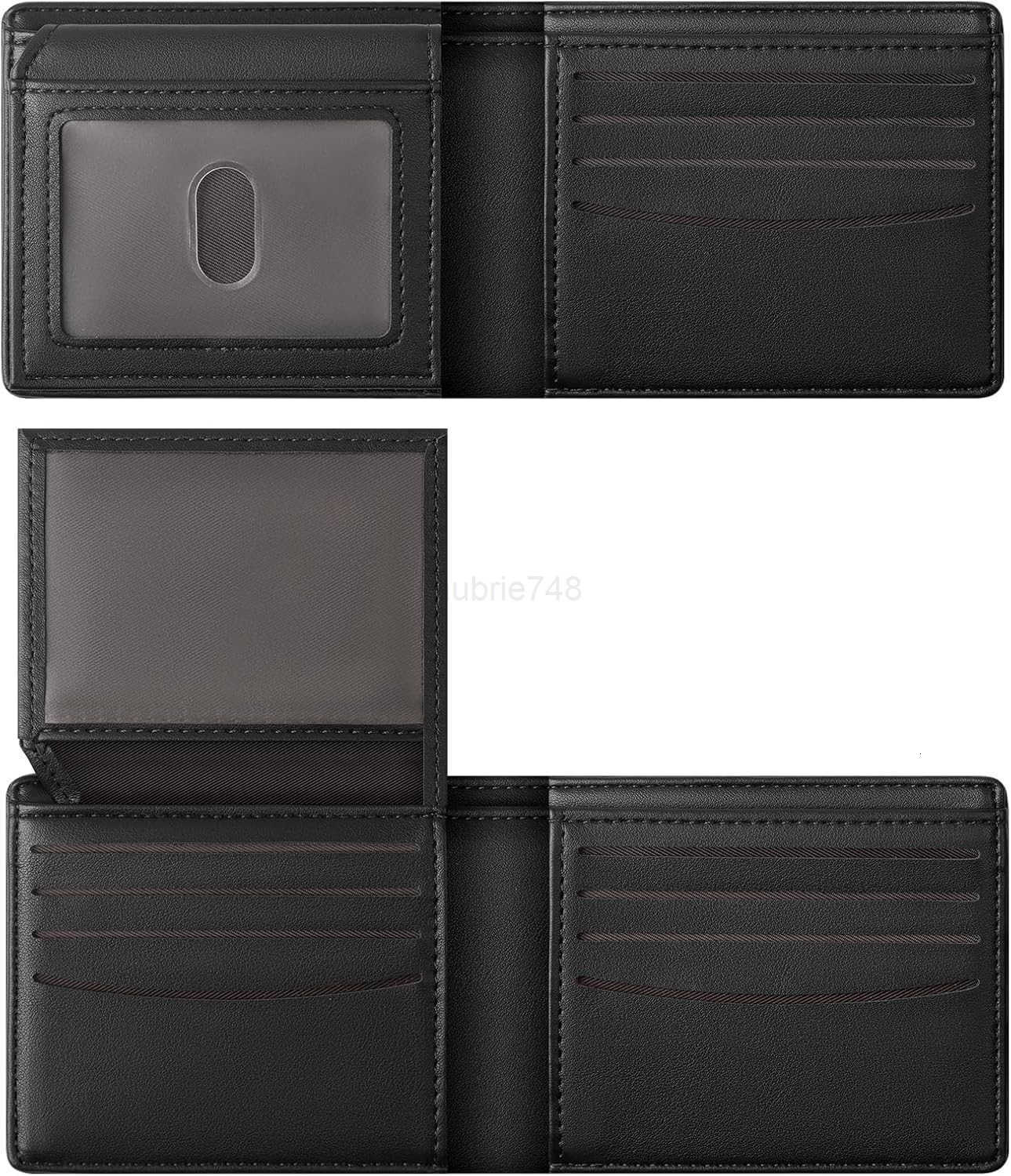 Wallet For Men RFID Blocking Black Wallets Bifold Faux Leather Card Holder Front Pocket Mens Accessories With Gift BoxZ250910
