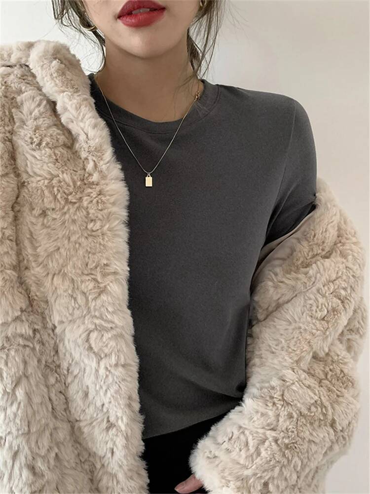 Winter Sweater T Shirt Women Oversize T-Shirt Woman Clothes Female Tee Tops Pullover Long Sleeve Tube Knitted Tshirt Top dongdumaoyi
