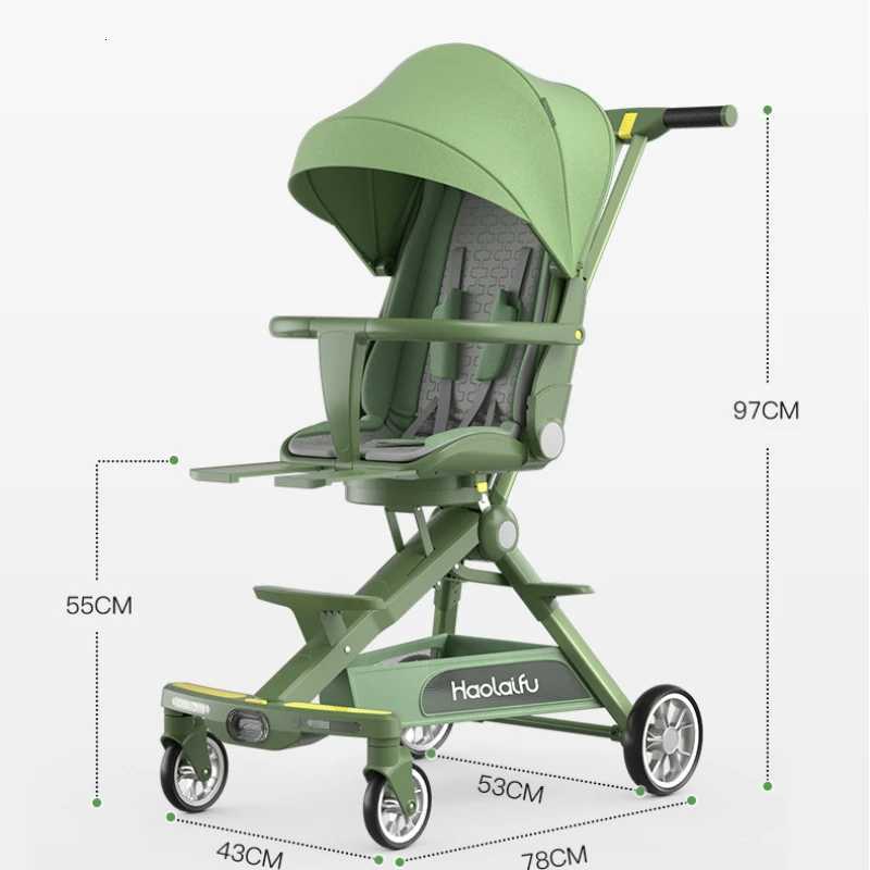 High view baby stroller can sit and lie light folding baby pram Portable Folding lightweight baby stroller four wheels cart W250910