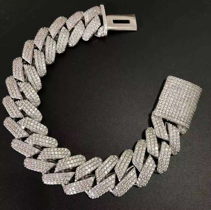 Hot Selling Hip Hop Jewelry Sier Cuban GRA VVS Third Party Certified Iced Out Moissanite Bracelet