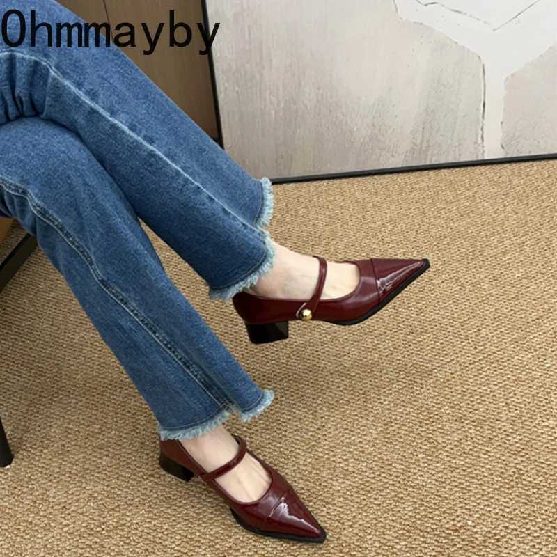 Designer Thick Heel Women Mary Jane Shoes Fashion Pointed Toe Shoes 2025 Spring Party Wedding Prom Female Pumps W250910