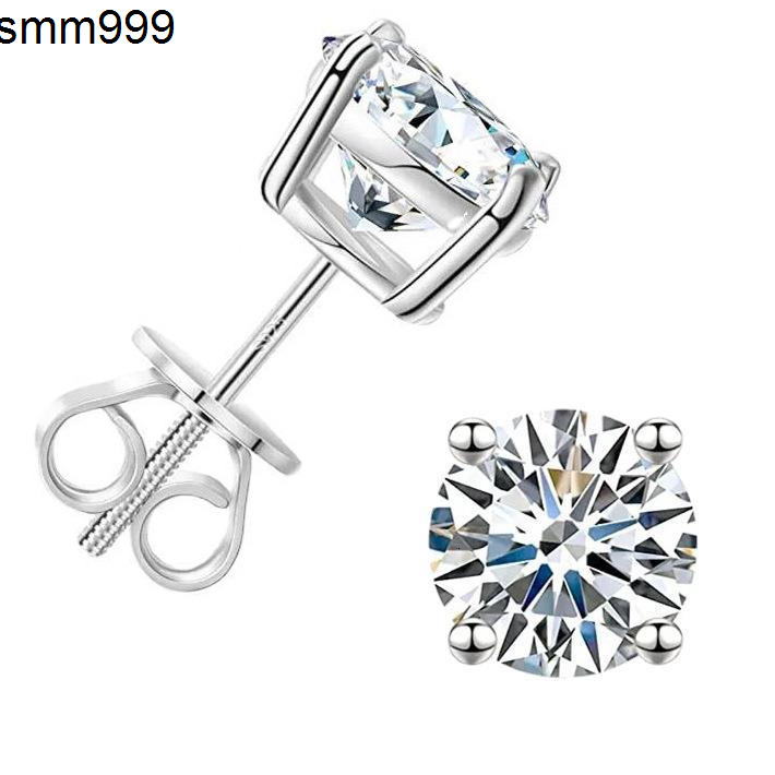 Classic Design 925 Sterling Silver GRA Certificated Diamond Moissanite Stud Earrings