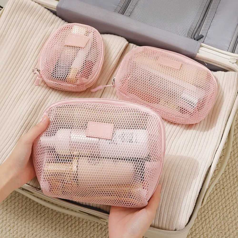 Casual Nylon Cosmetic Bag With Zipper Mesh Storage Pouch Handheld Multipurpose Mesh Makeup Bags TravelXJ250910